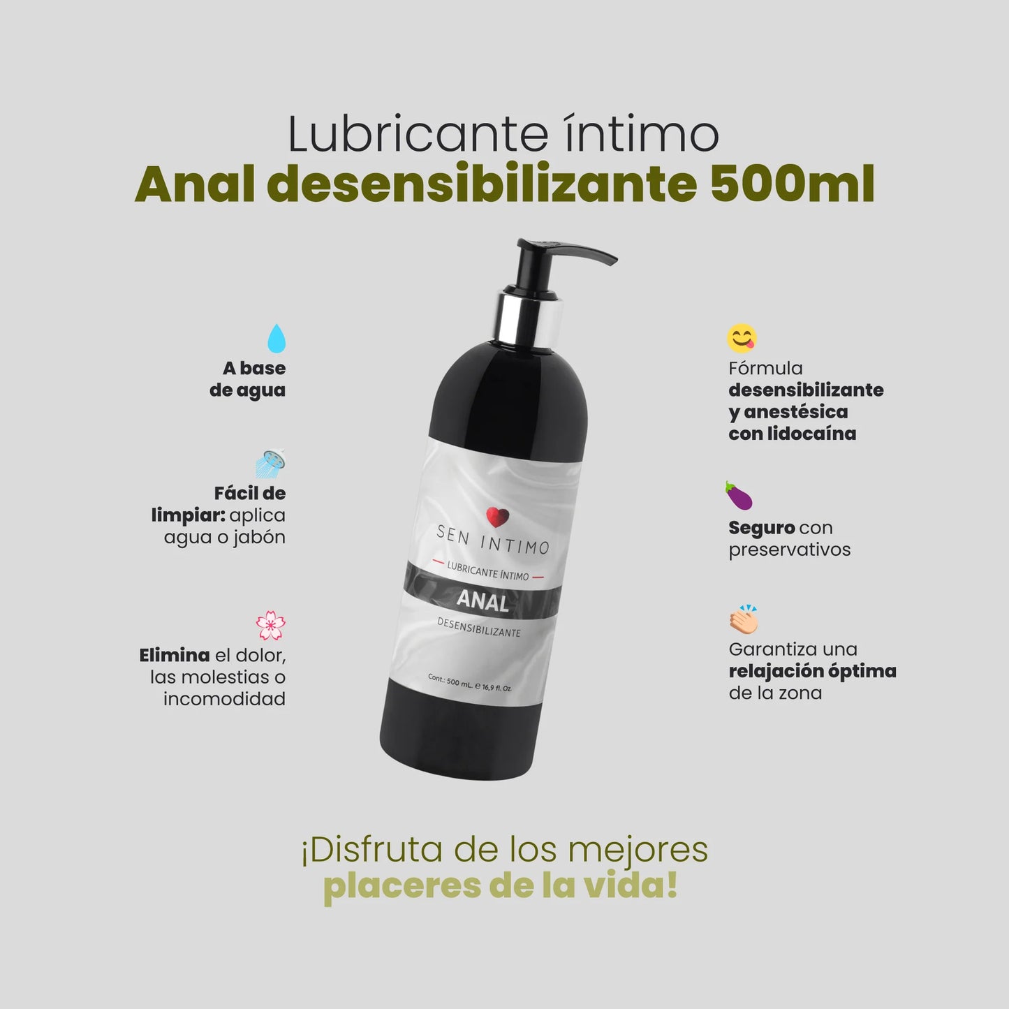 Lubricante Íntimo Anal Sen Intimo 500Ml