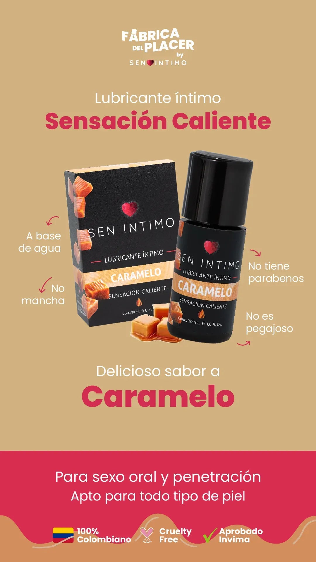 Lubricante Íntimo Caramelo Sen Intimo 30Ml