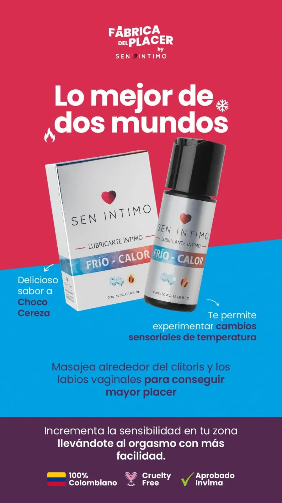 Lubricante Íntimo Multiorgasmos - Frío - Calor Sen Intimo 30Ml