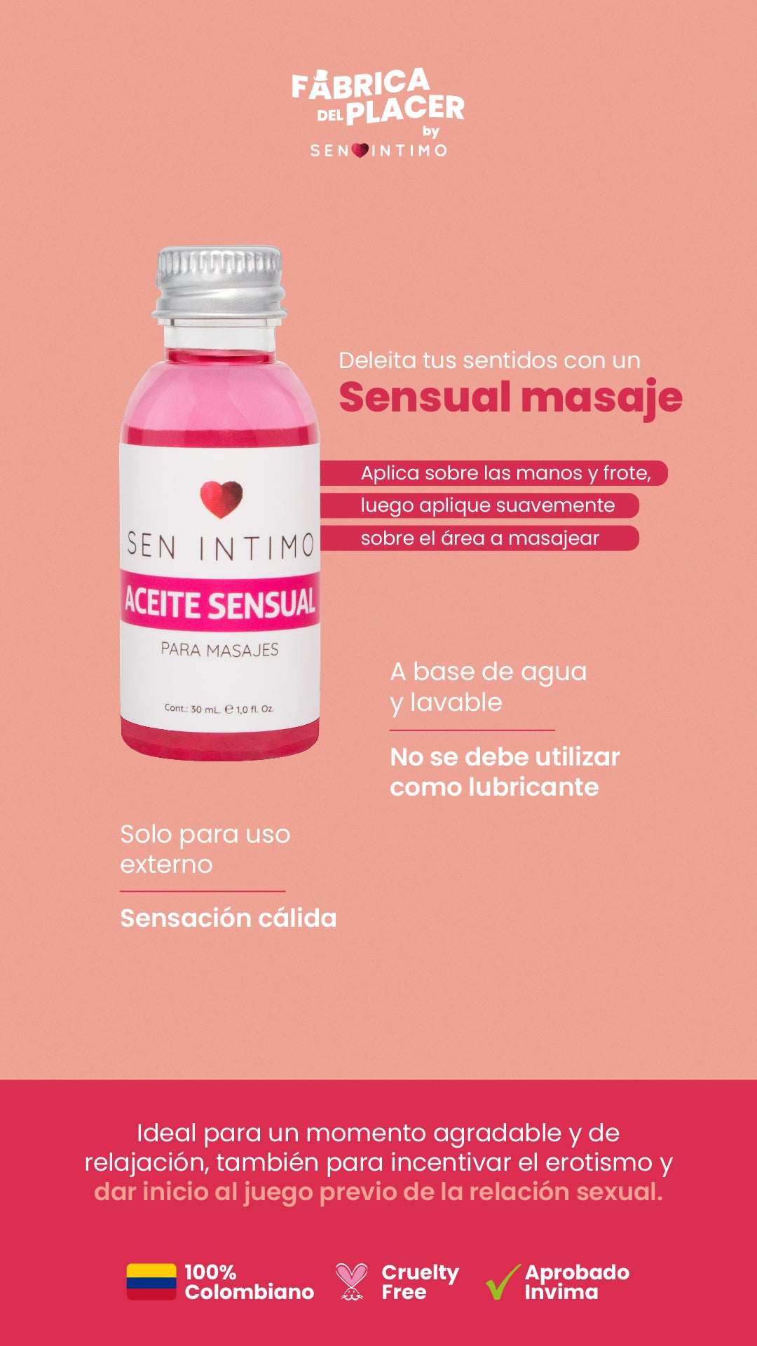 Aceite Para Masajes Sensual Sen Intimo 30Ml