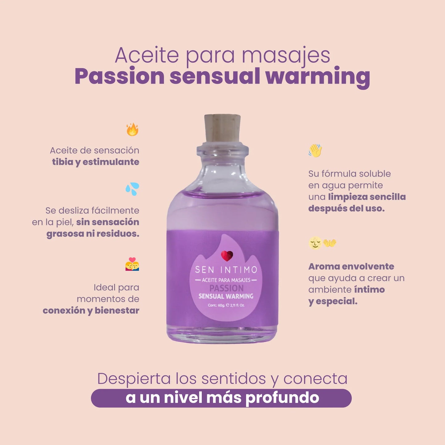 Aceite Para Masajes Sensual Warming Passion Sen Intimo 60Gr