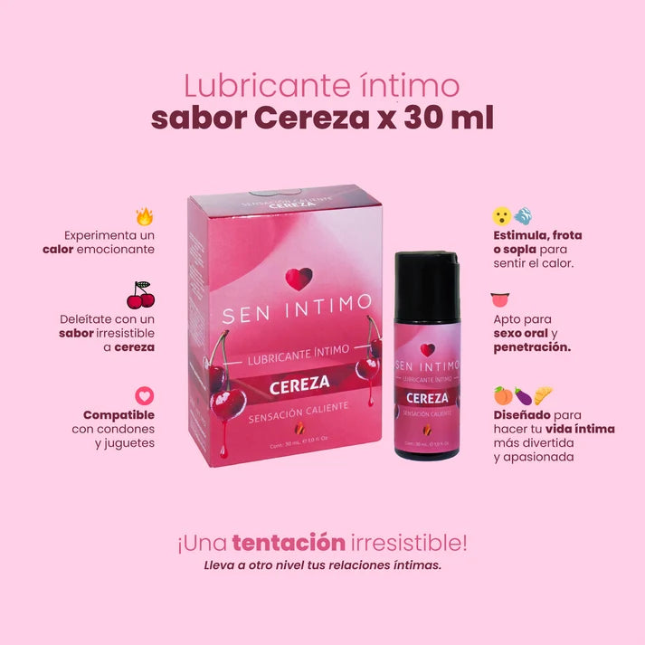 Lubricante Íntimo Caliente con Sabor a Cereza 30 ml – Sen Íntimo