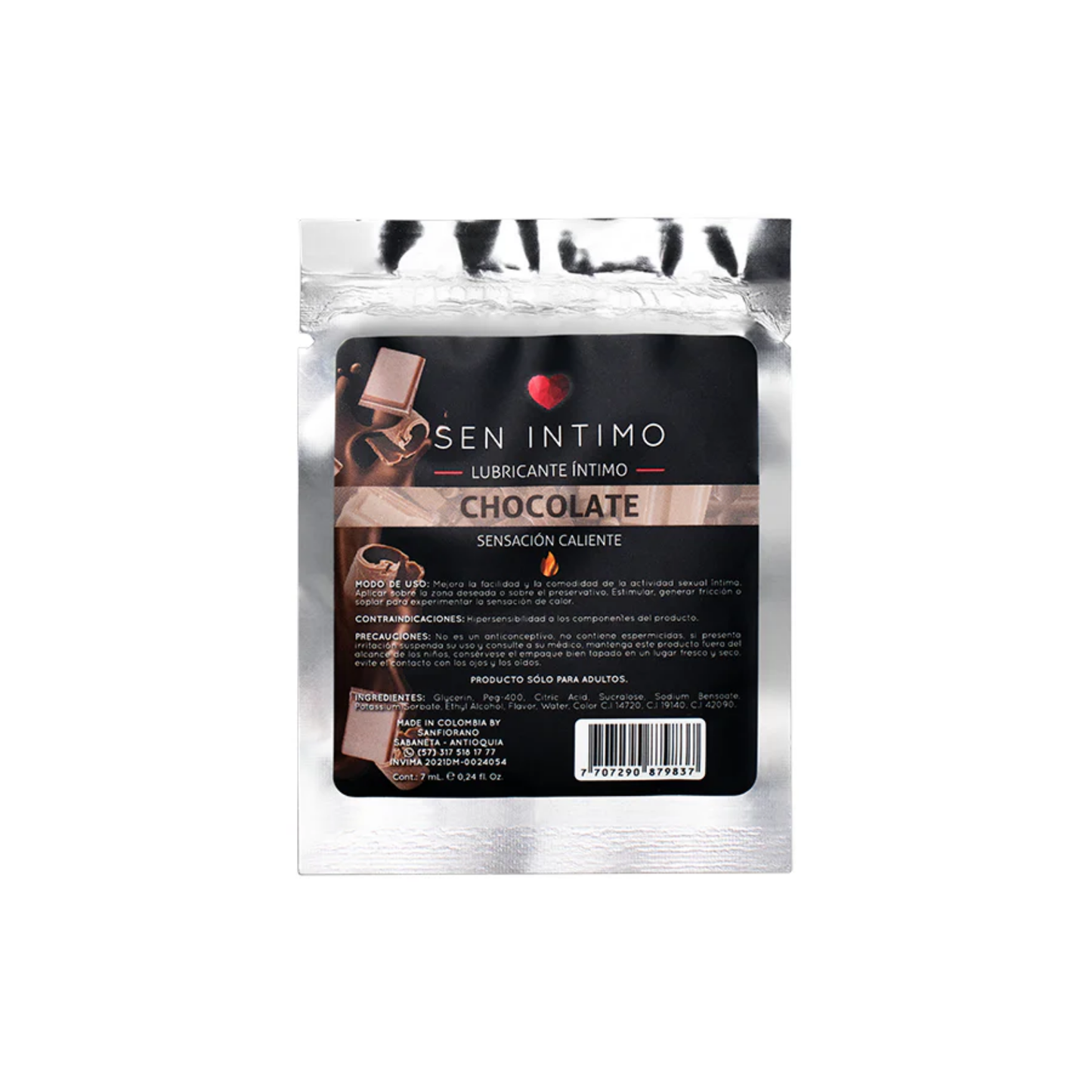 Lubricante Íntimo  Chocolate Sen Intimo 7Ml
