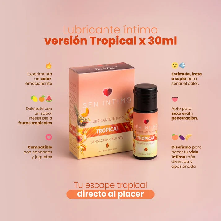 Lubricante Íntimo Caliente con Sabor Tropical 30 ml – Sen Íntimo