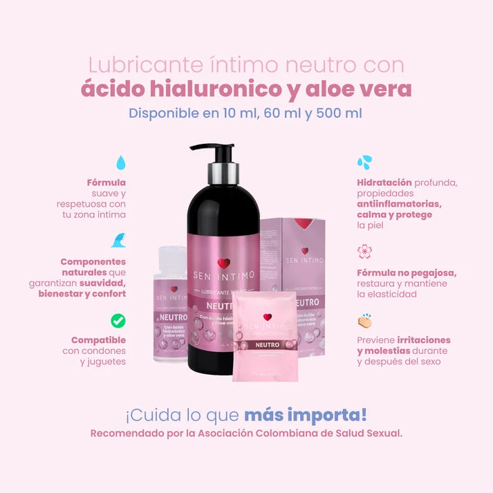 Lubricante Íntimo Neutro con Ácido Hialurónico y Aloe Vera 500 Ml - Sen Íntimo