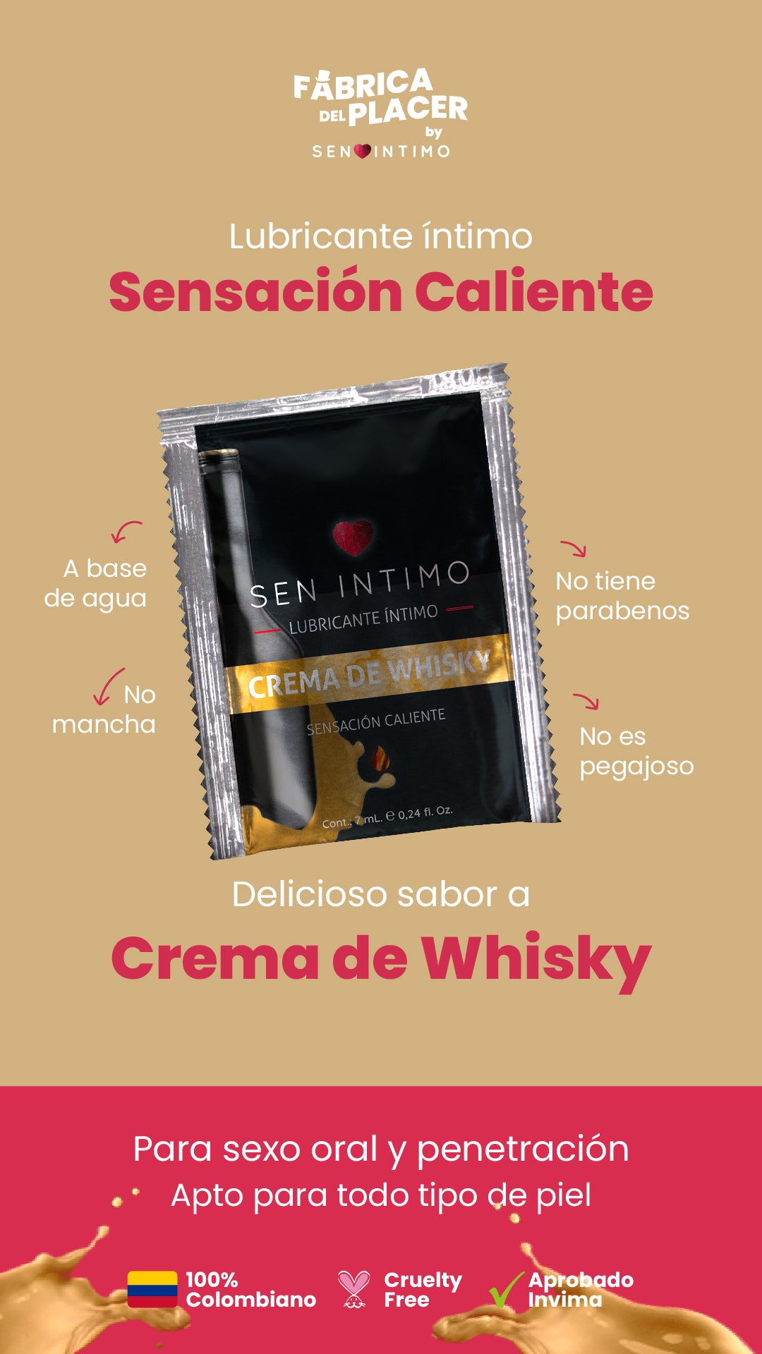 Lubricante Íntimo  Crema De Whisky Sen Intimo 7Ml