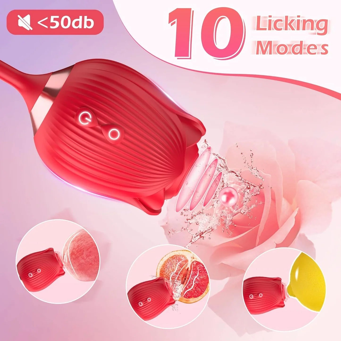 Vibrador Rosa Succionadora y Empuje
