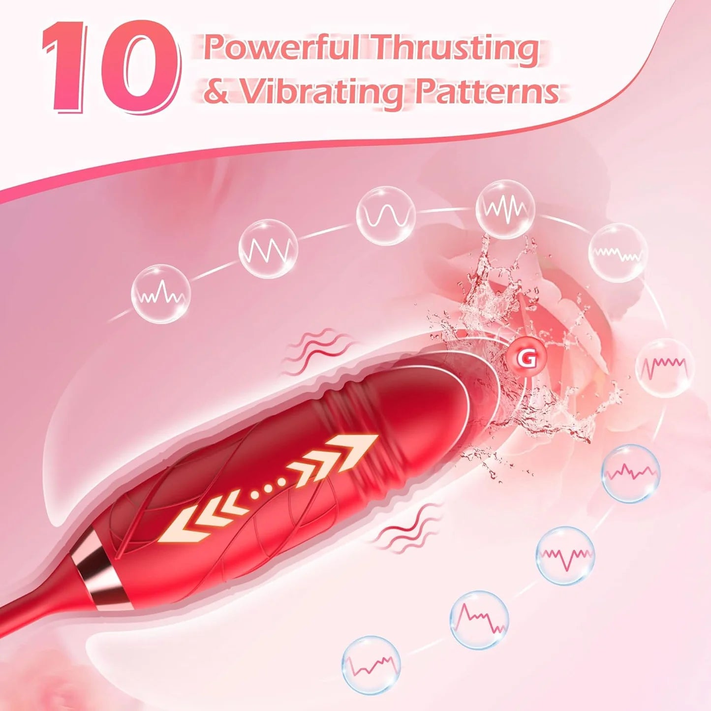 Vibrador Rosa Succionadora y Empuje