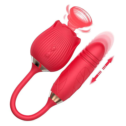 Vibrador Rosa Succionadora y Empuje