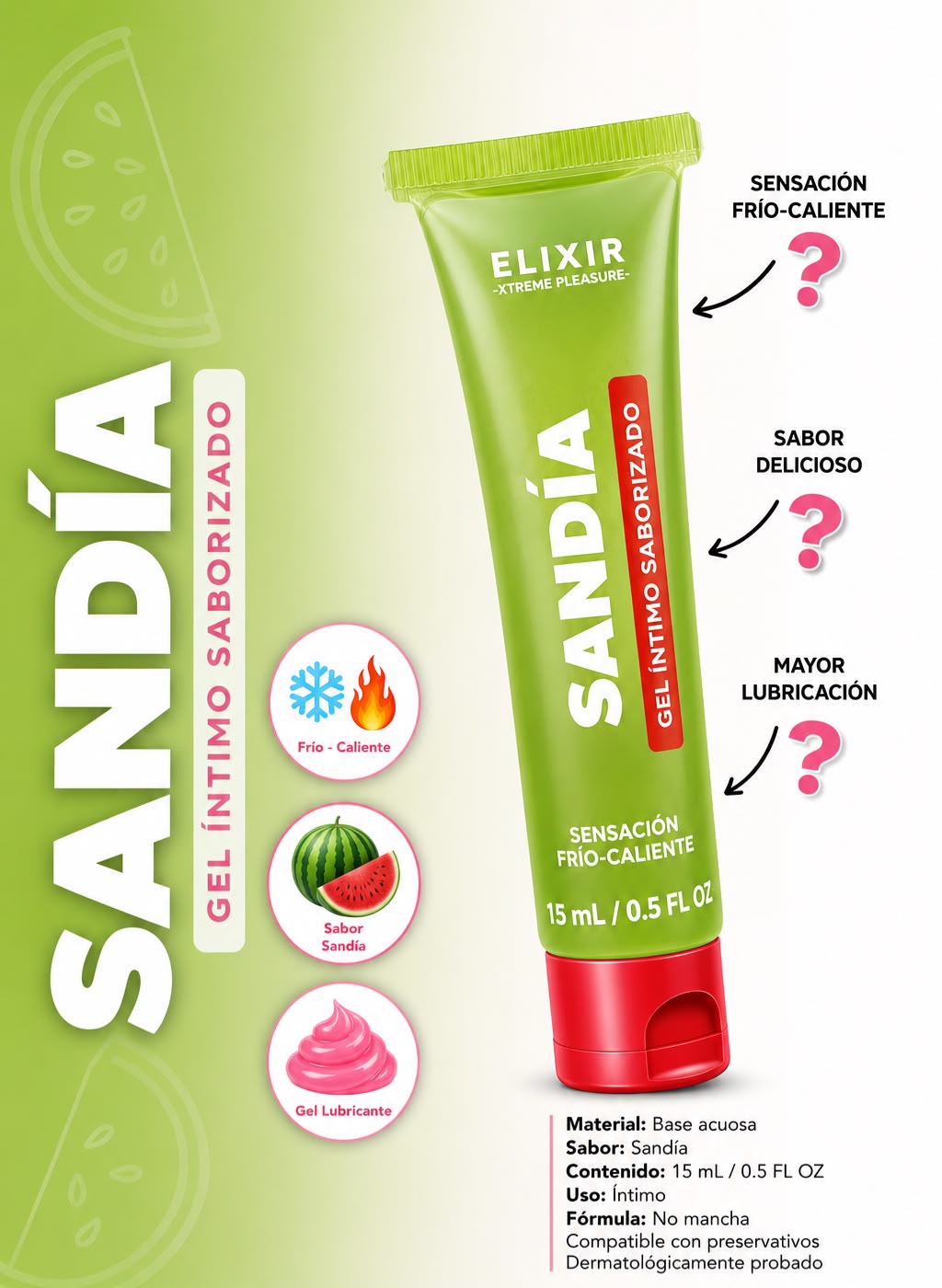 Lubricante Íntimo Saborizado Sandía Elixir